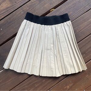 Parker - Cream Leather Pleated Skirt
